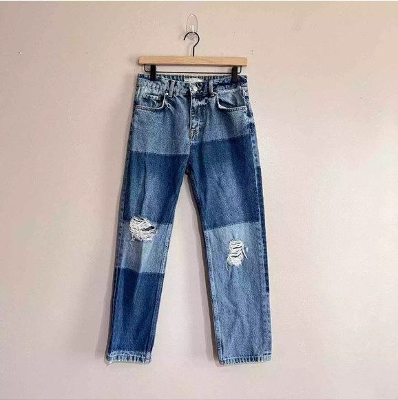 Free People Denim - Free PeopleTwo Tone Patch Colorblock Jeans Size 26